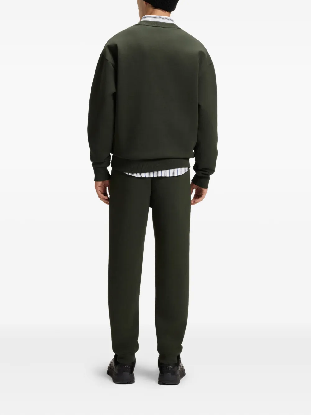 HUGO Sweater met logoplakkaat Groen