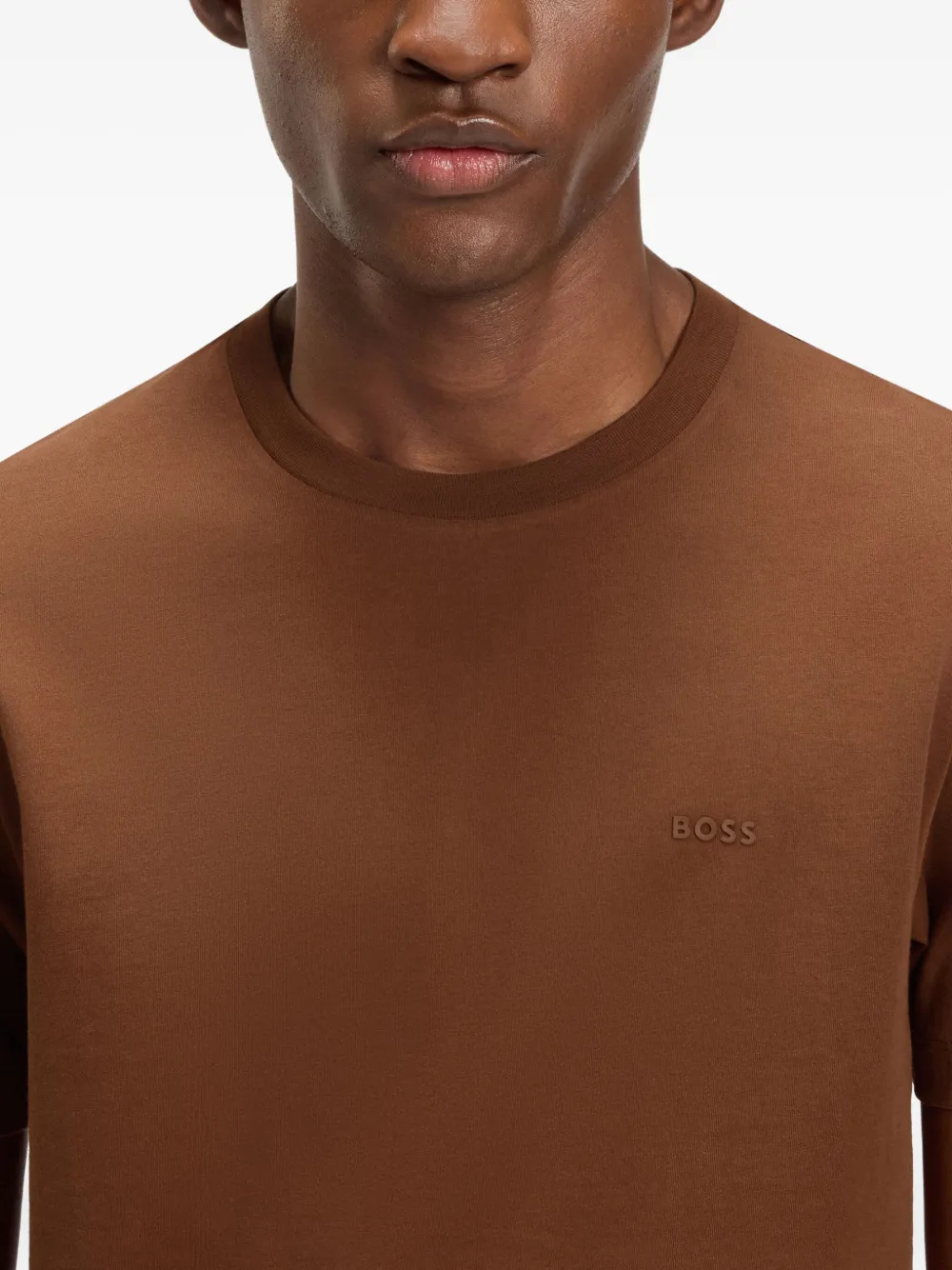 BOSS T-shirt met logoprint met ronde hals Bruin