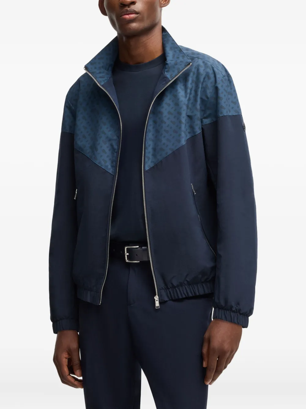  Boss Patterned Panelled Jacket - Blue 