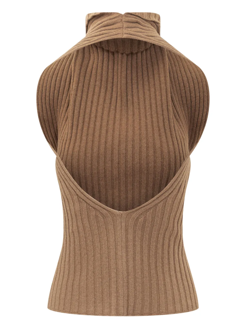 Victoria Beckham ribbed draped turtleneck top | Vests & Tank Tops | Image 2
