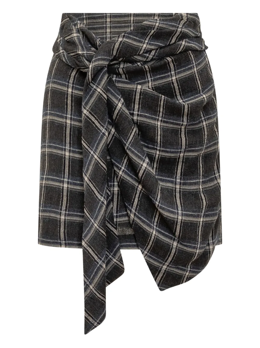 Isabel Marant Plaid Skirt With Front Knot In Black