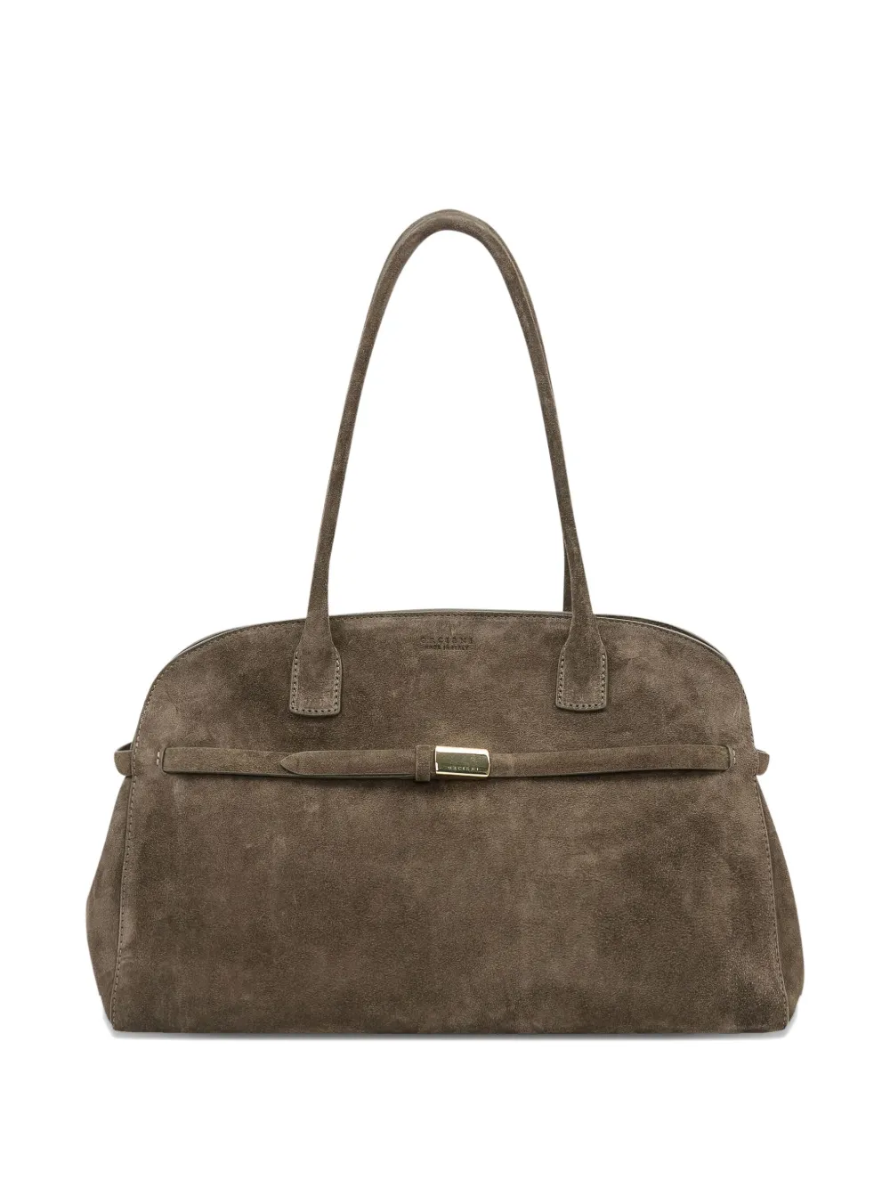 Orciani Aura grote schoudertas met gesp Groen