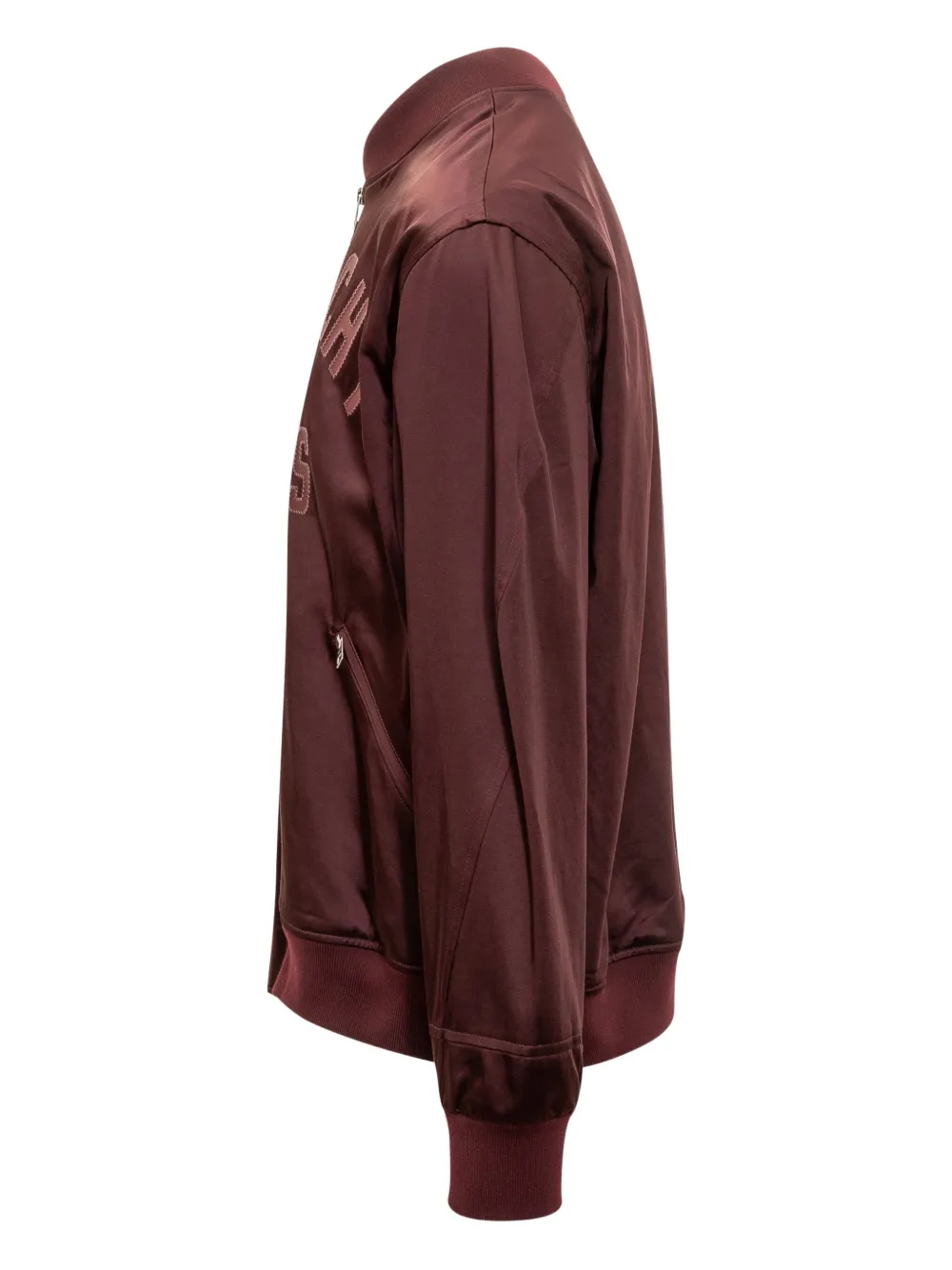 Givenchy Couture Seam Embroidered Logo Bomber Jacket In Burgundy