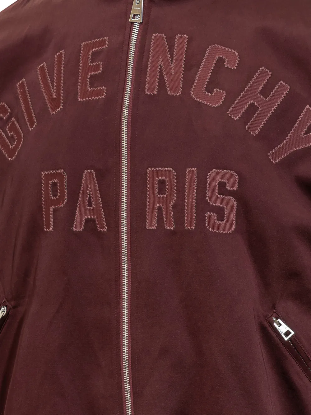 Givenchy Couture Seam Embroidered Logo Bomber Jacket In Burgundy