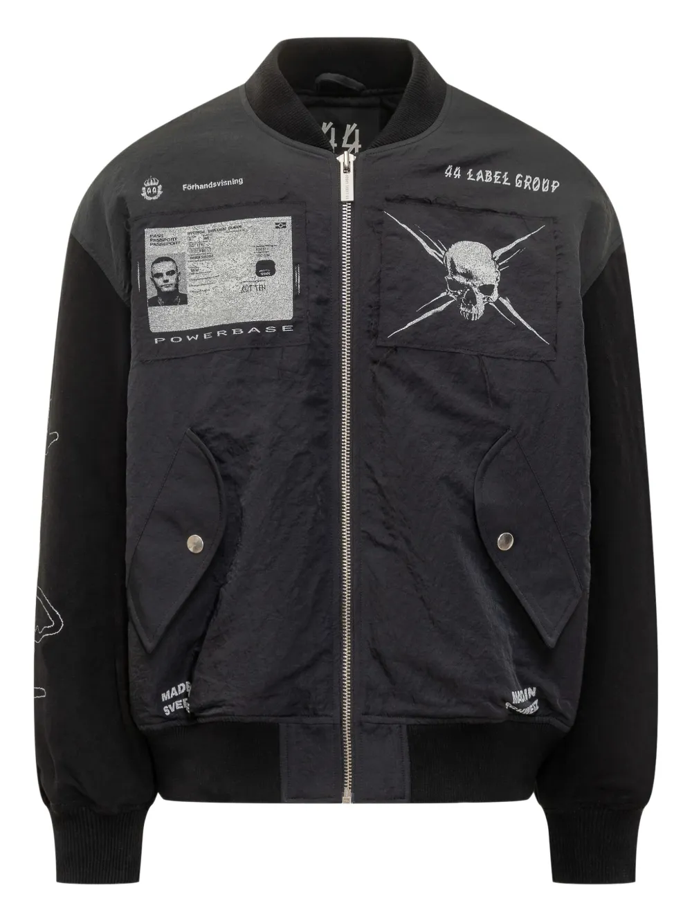 44 LABEL GROUP logo-motif bomber jacket | Black | Image 1