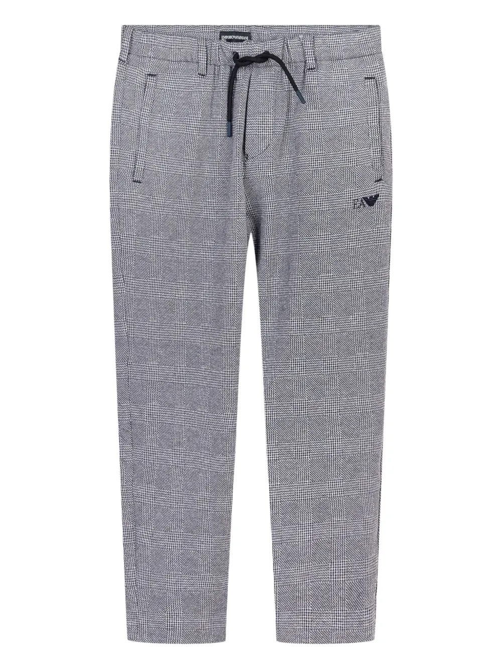 Emporio Armani Kids logo-embroidered checked trousers - Grigio