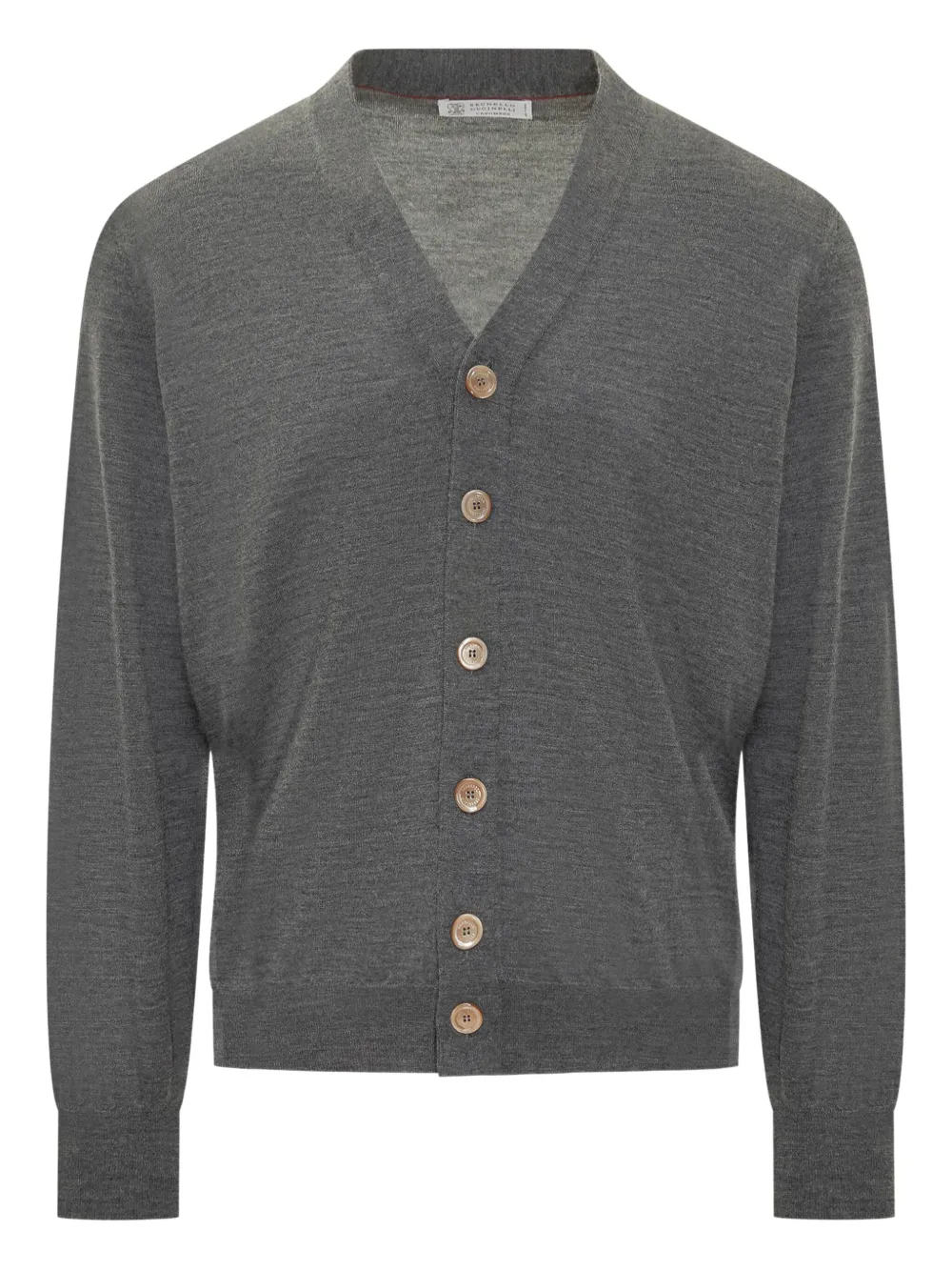 Brunello Cucinelli Virgin Wool Cardigan In Gray