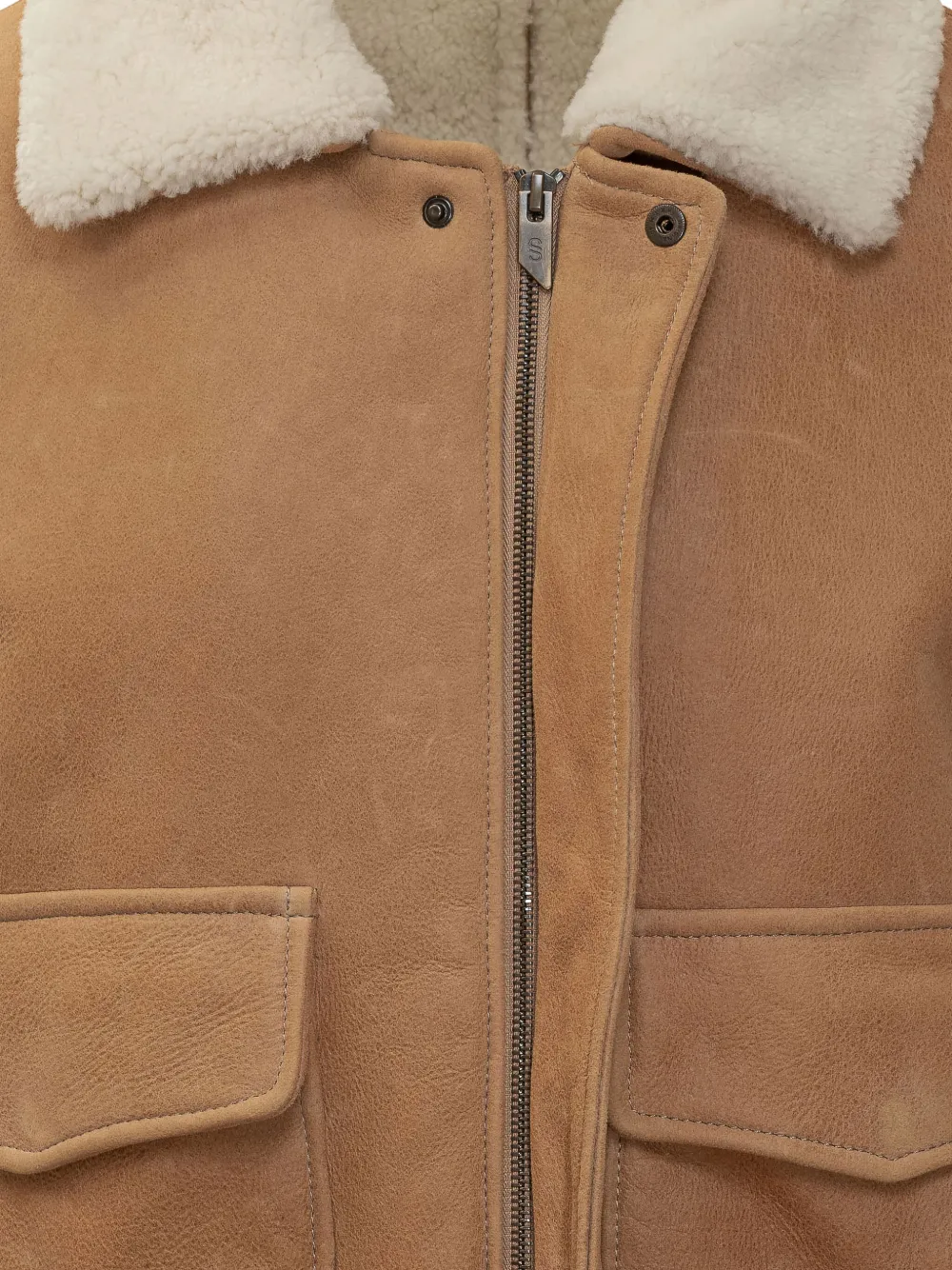 Salvatore Santoro Shearling Collar Leather Jacket In Brown