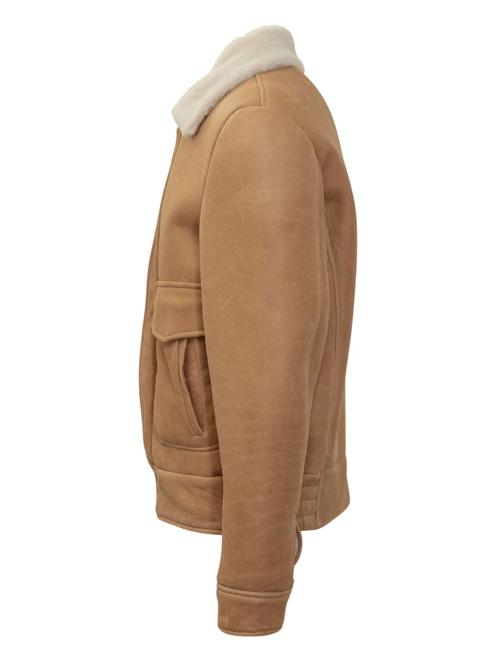 Salvatore Santoro Shearling Collar Leather Jacket In Brown