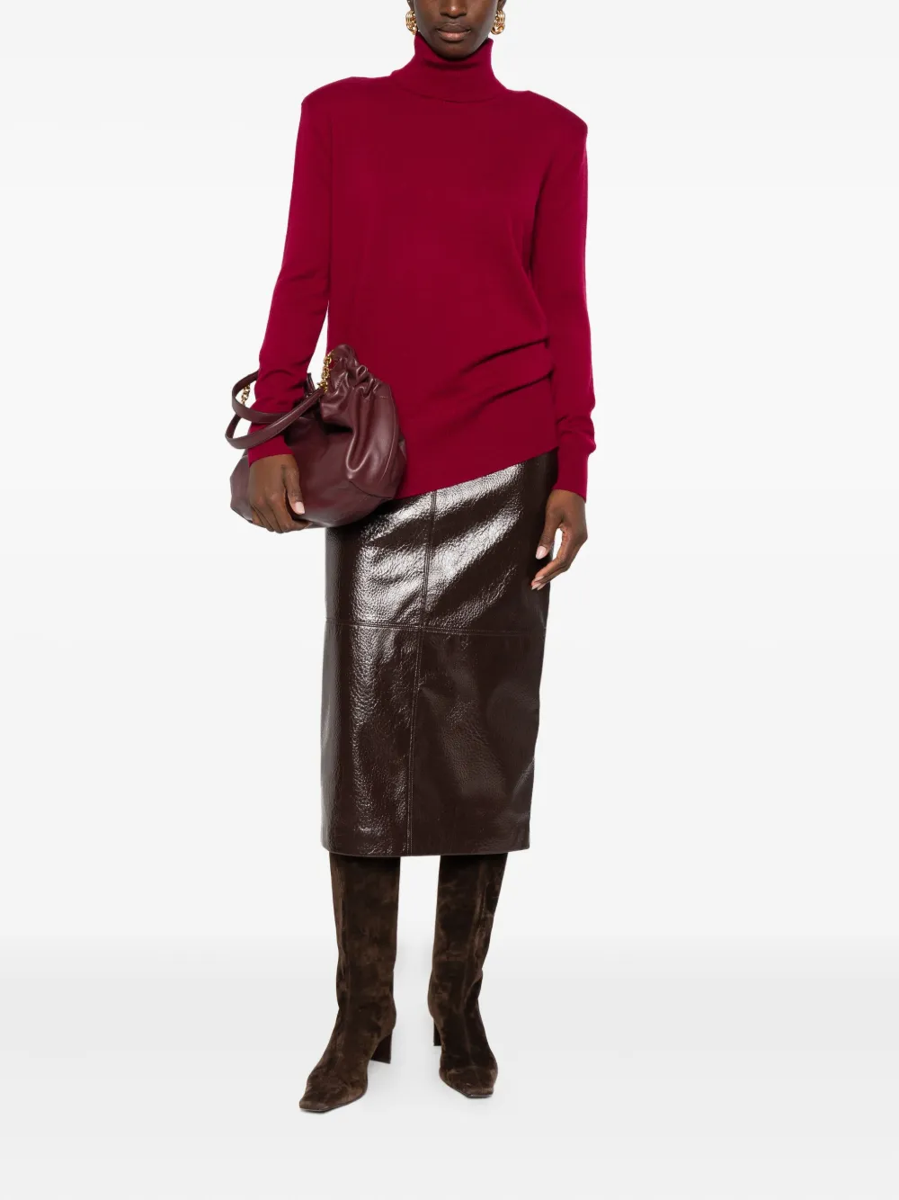 Alpha Studio Roll-neck Jumper In Red