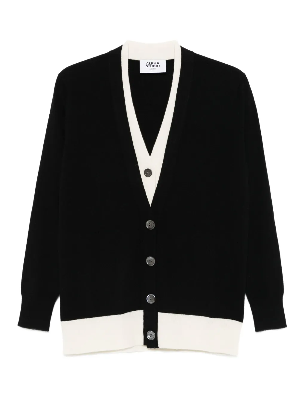 ALPHA STUDIO contrast-border cardigan | Black | Image 1