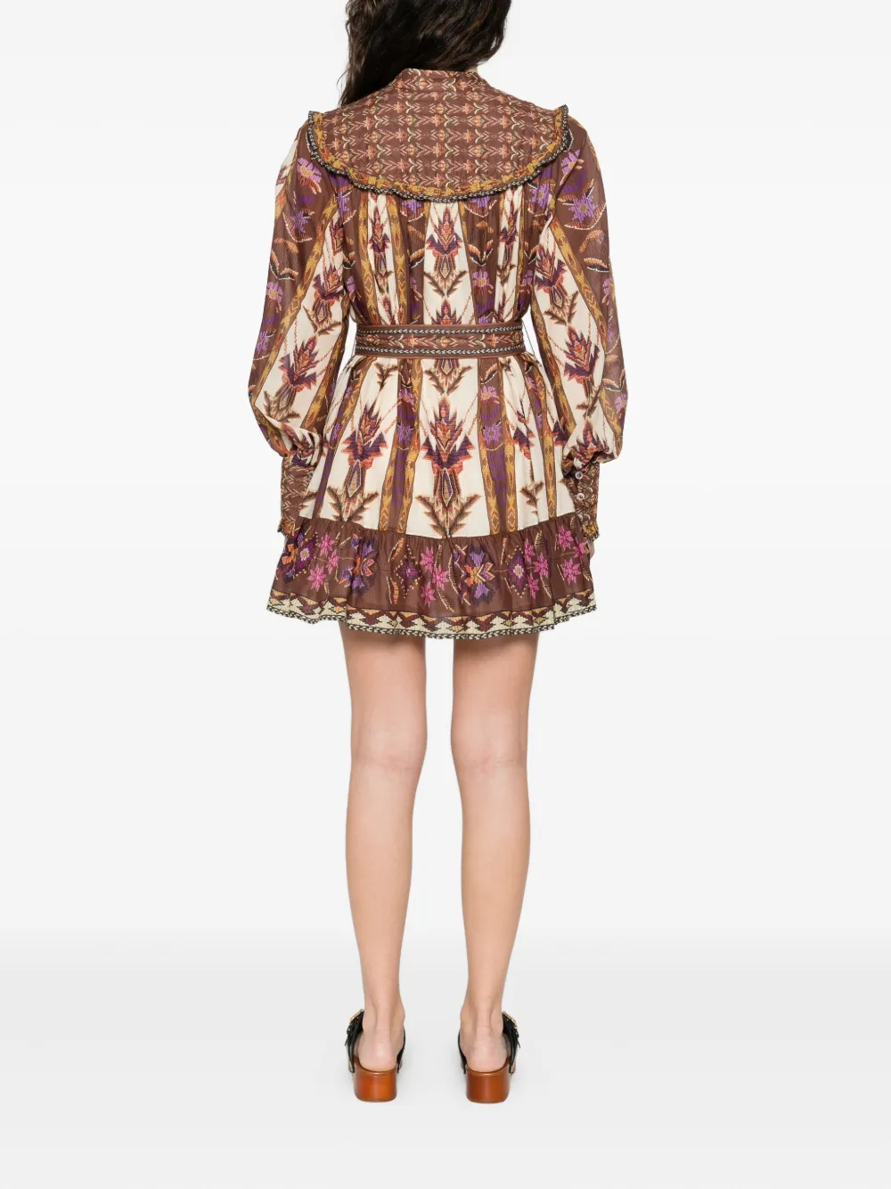 FARM Rio Mini-jurk met kralen en ceintuur Beige