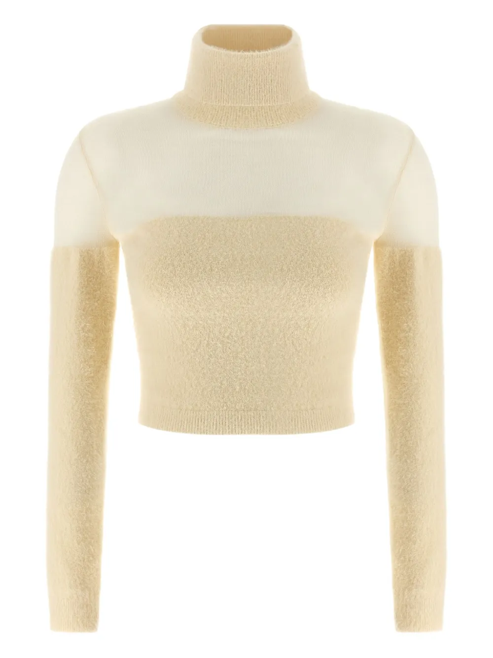 Elisabetta Franchi Brushed Insert Turtleneck Sweater Sweaters And Cardigans White In Neutral