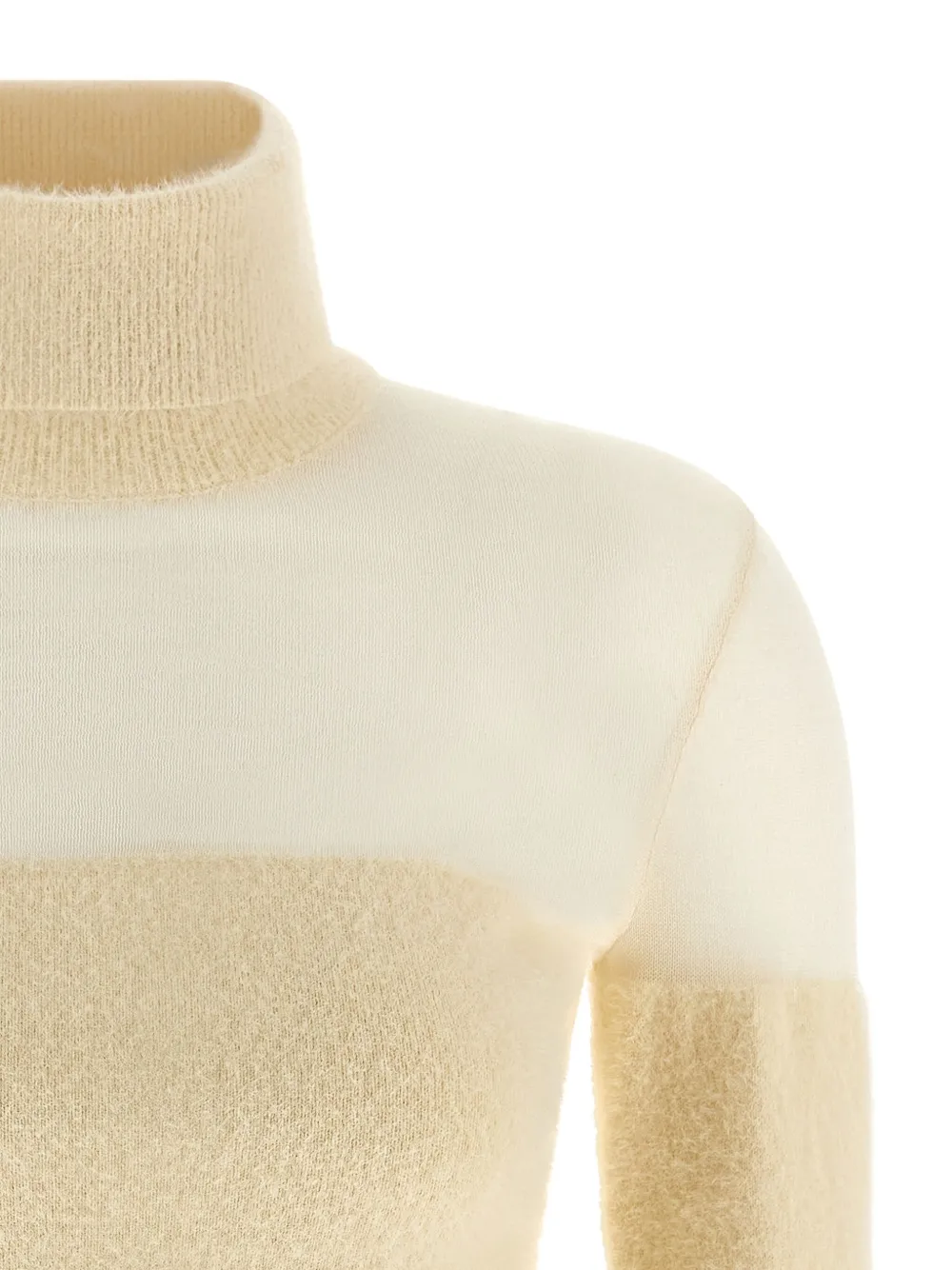 Elisabetta Franchi Brushed Insert Turtleneck Sweater Sweaters And Cardigans White In Neutral