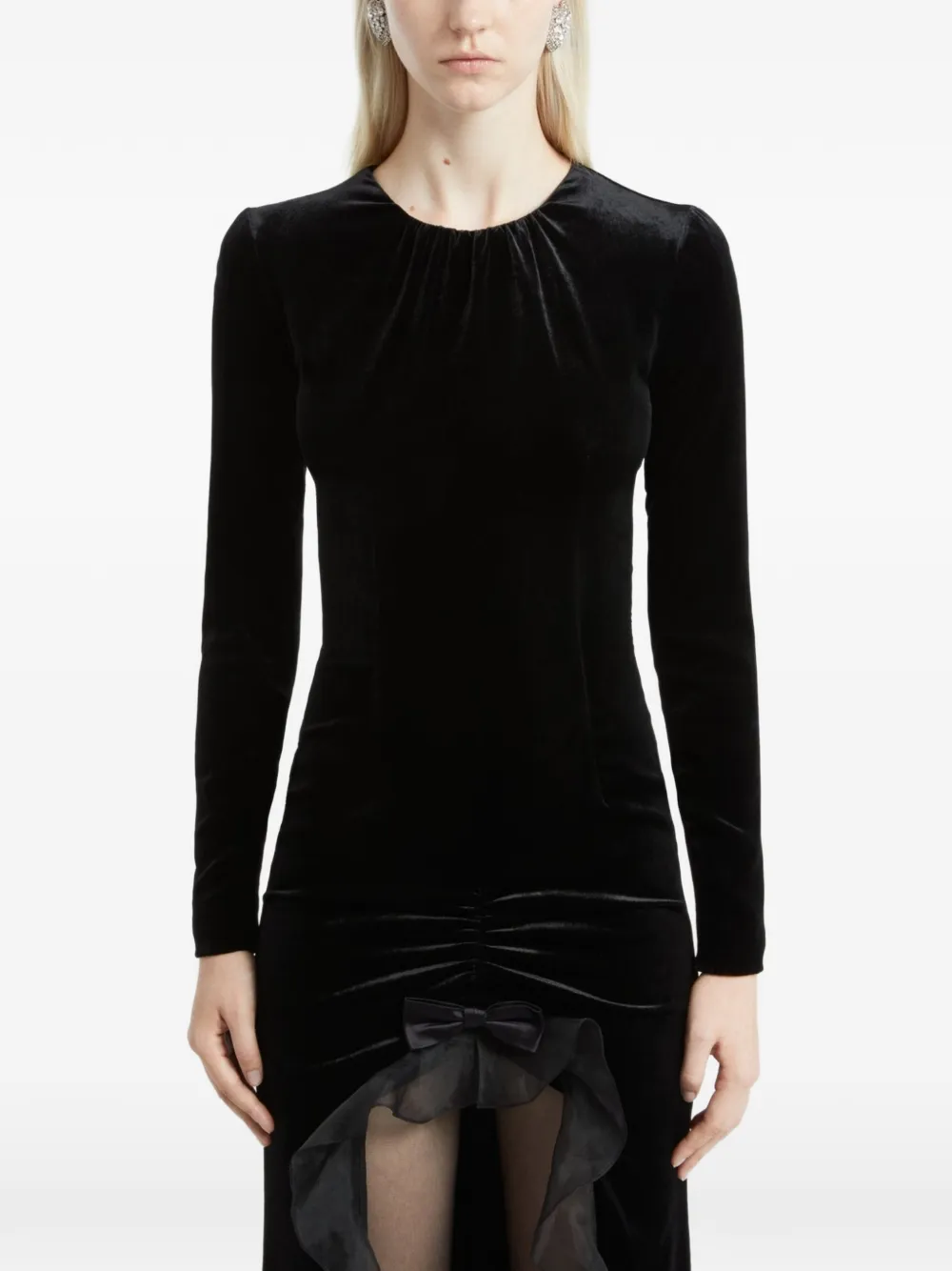 Alessandra Rich ruffled velvet dress - Zwart