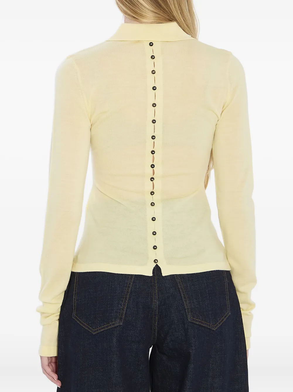 Jacquemus Merino Wool Blend Fitted Knit Top In Yellow
