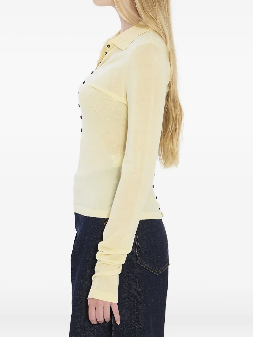 Jacquemus Merino Wool Blend Fitted Knit Top In Yellow