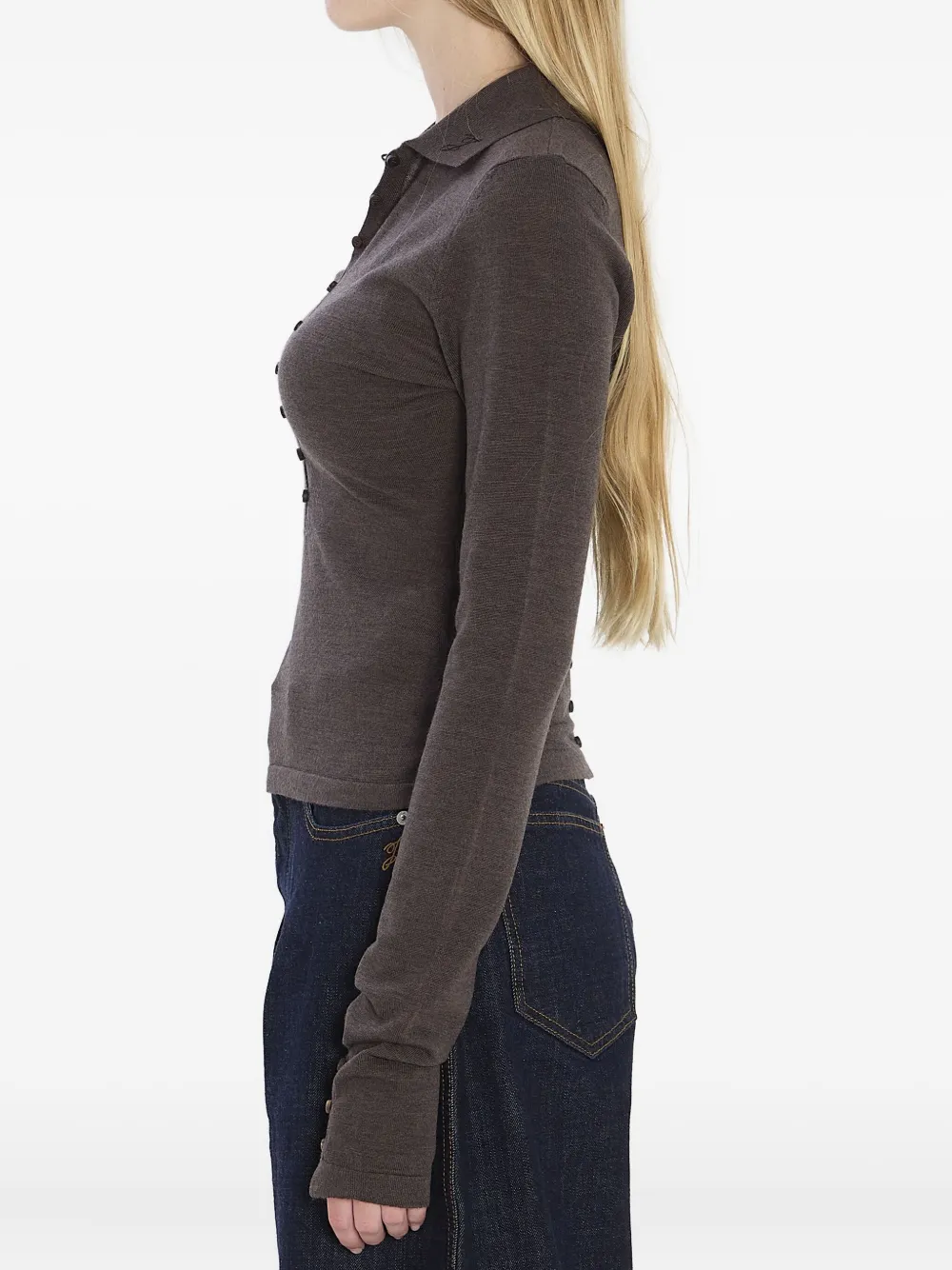 Jacquemus Top met polokraag en knopen Bruin