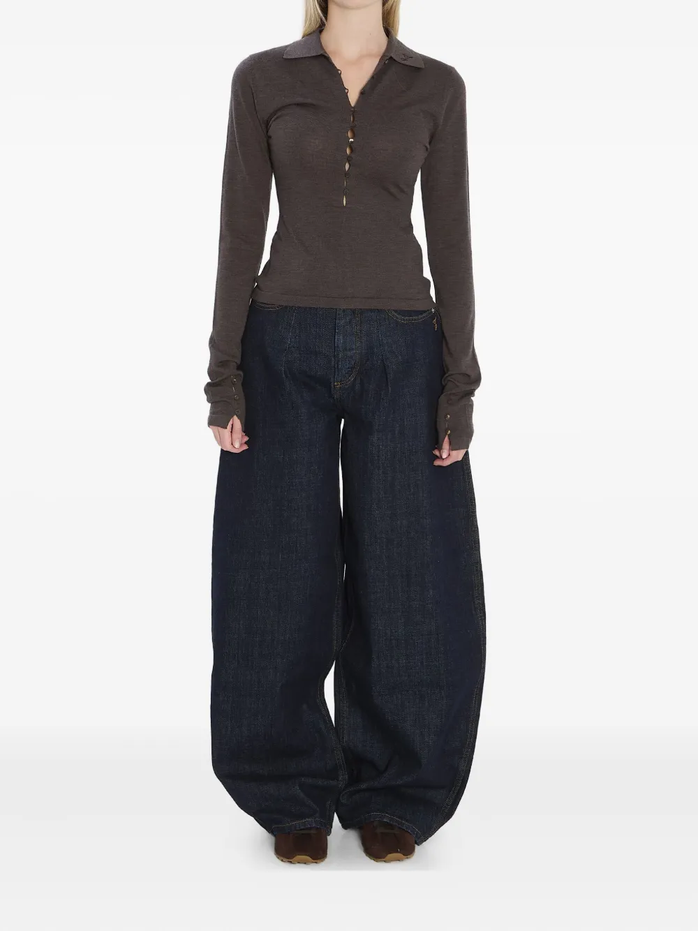 Jacquemus polo-collar buttoned top | Knitted Tops | Image 2
