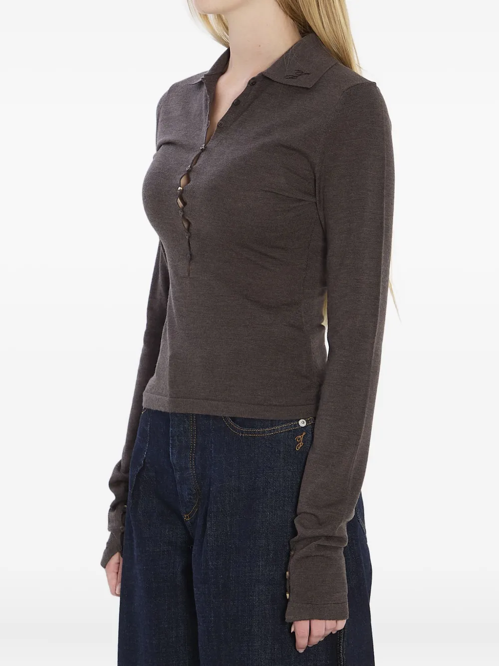 Jacquemus Top met polokraag en knopen Bruin