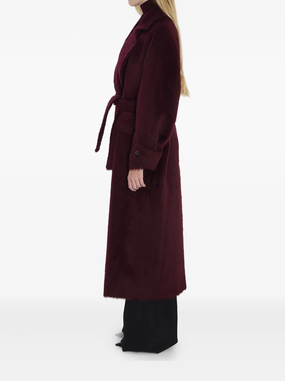 Max Mara Lpaca-blend Oversized Long Coat In Burgundy