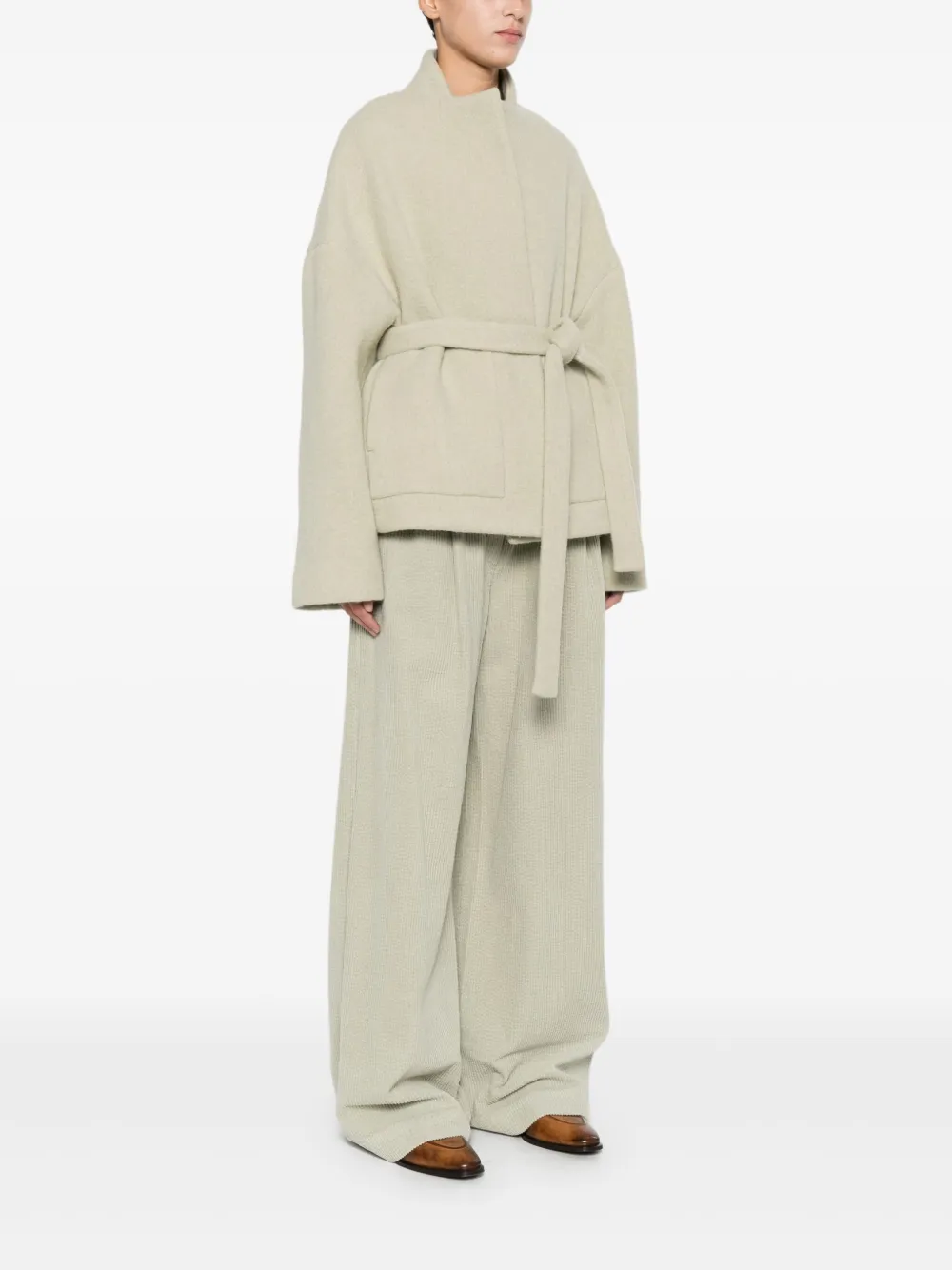 Christian Wijnants Tie-waist Single-breasted Coat In Neutral