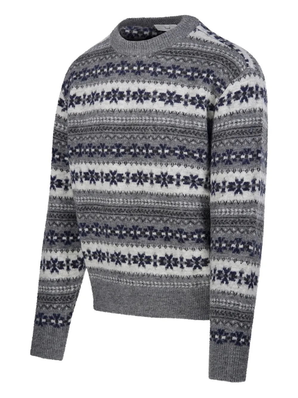 DUNST Intarsia trui met ronde hals - Grijs