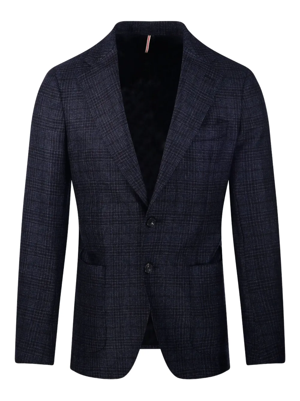 Santaniello Tailored Wool Blazer With Checkered Pattern In Blue