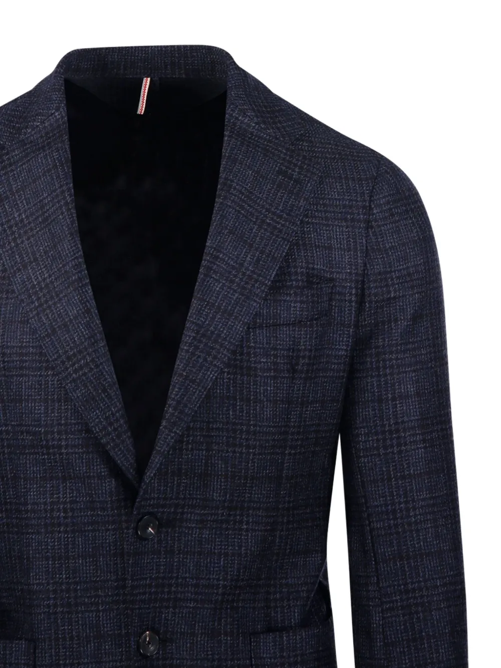 Santaniello Tailored Wool Blazer With Checkered Pattern In Blue