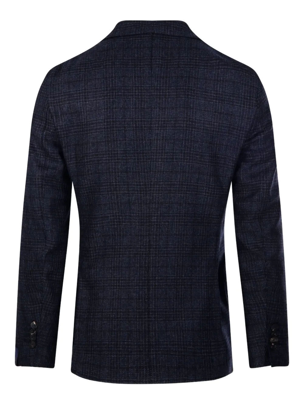 Santaniello Tailored Wool Blazer With Checkered Pattern In Blue