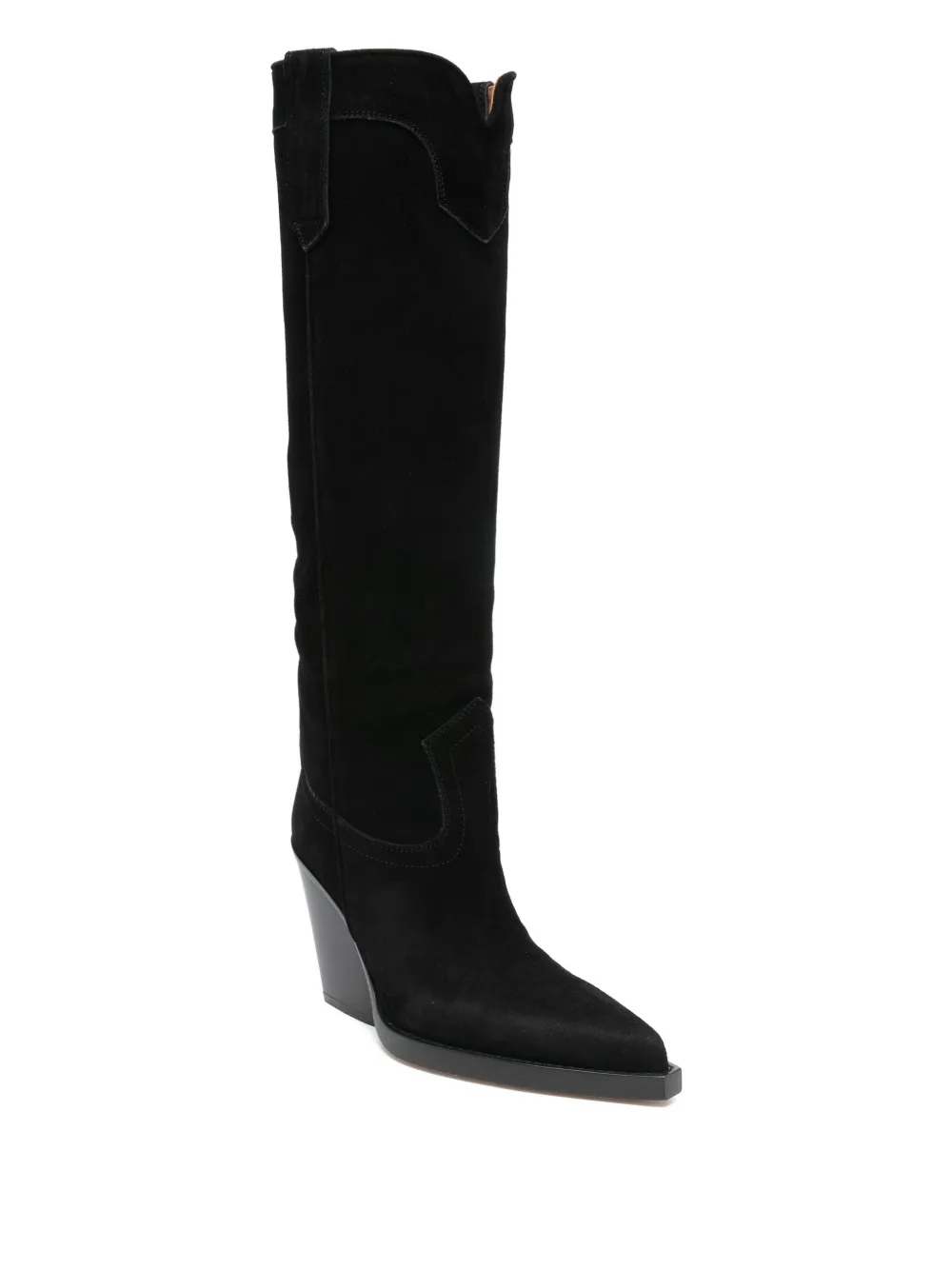 Paris Texas Western Style Knee High Suede Boots In Black
