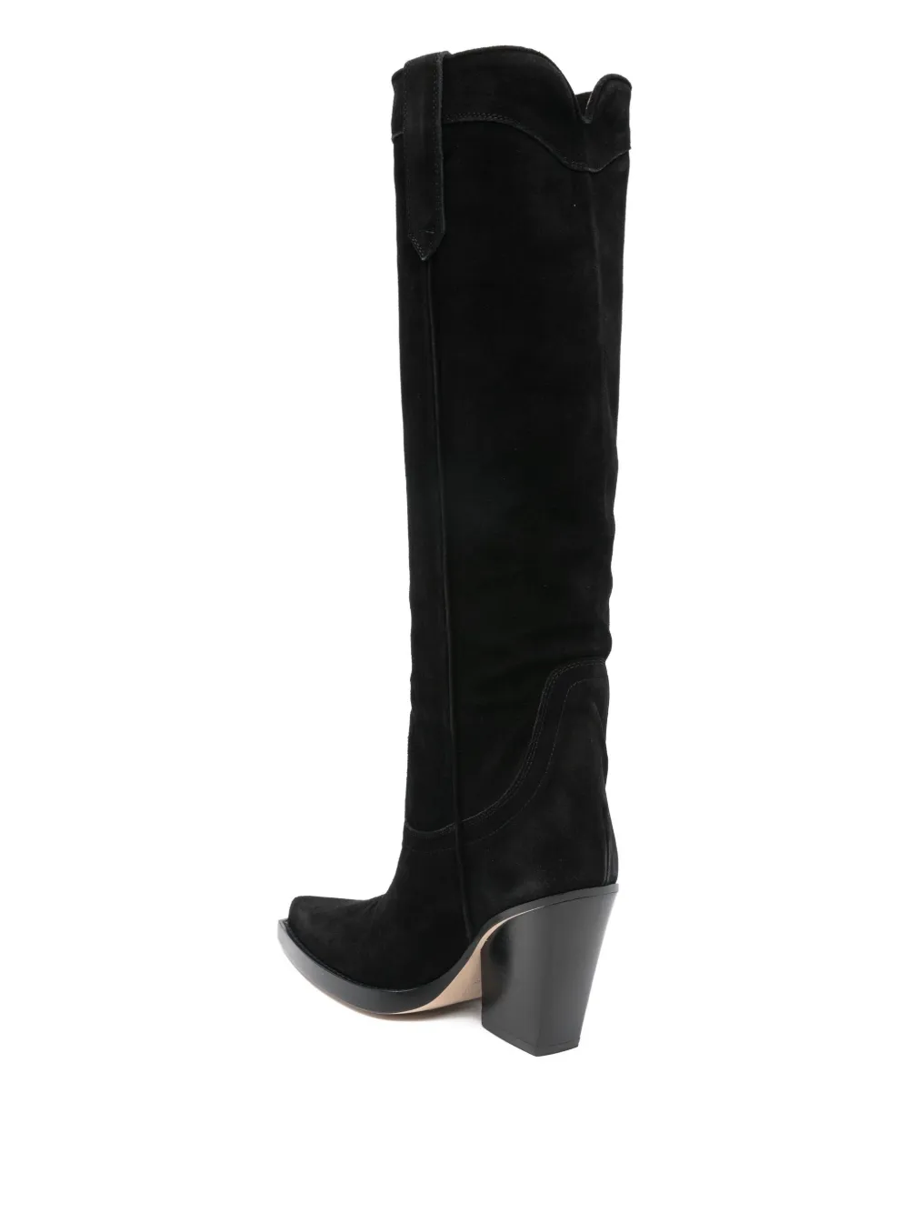 Paris Texas Western Style Knee High Suede Boots In Black