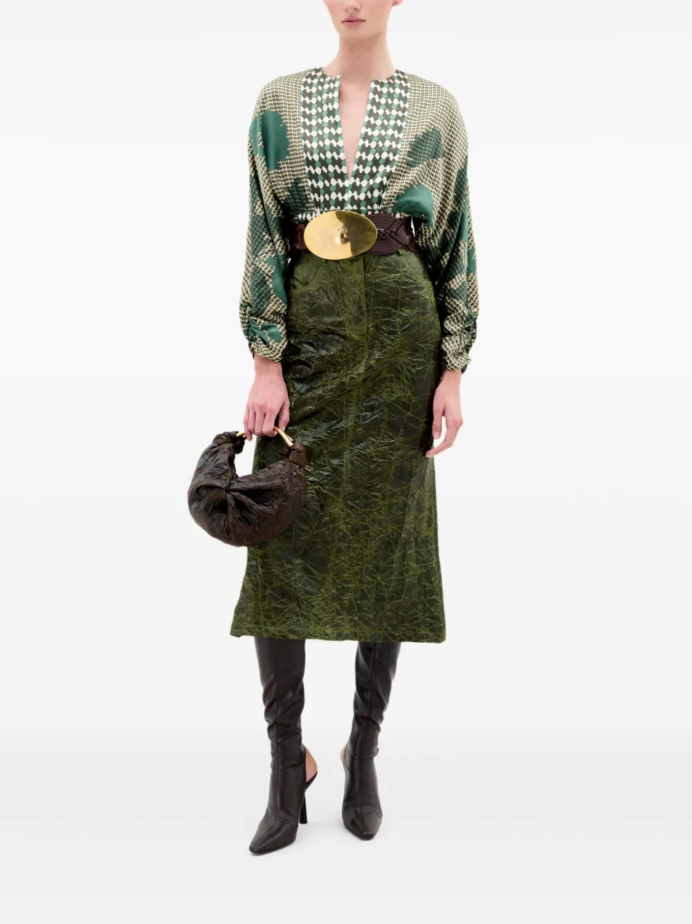 Silvia Tcherassi Layan flared midi-rok - Groen