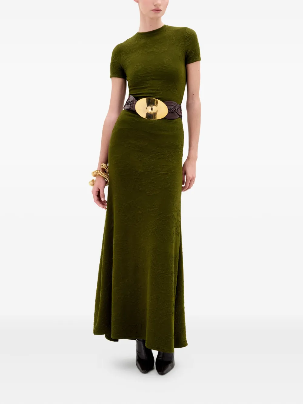 Silvia Tcherassi Cristal short-sleeve maxi dress - Groen