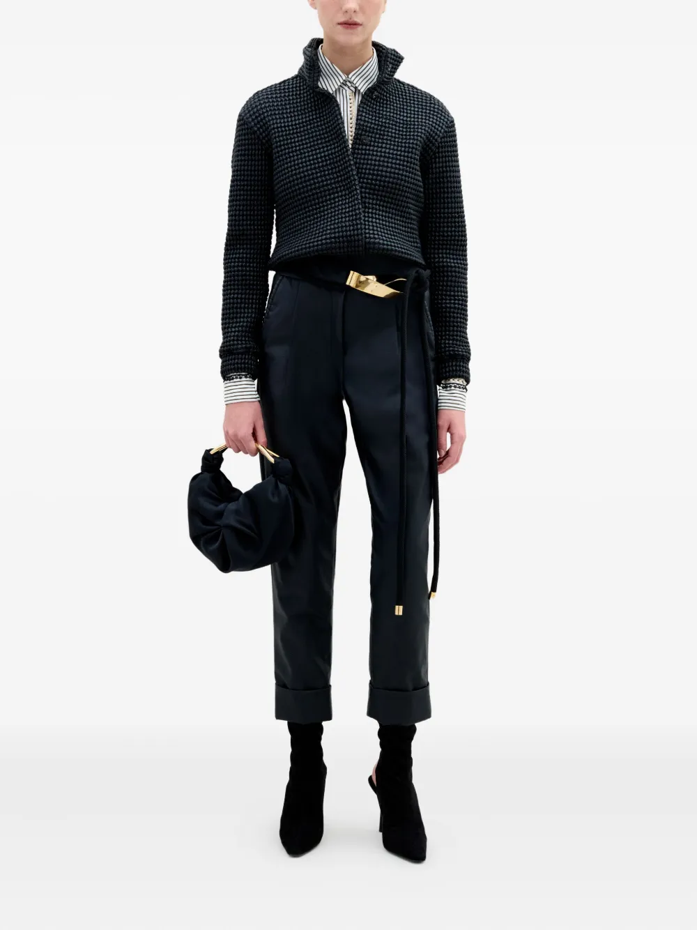 Silvia Tcherassi Zalta High-neck Cropped Jacket In Black