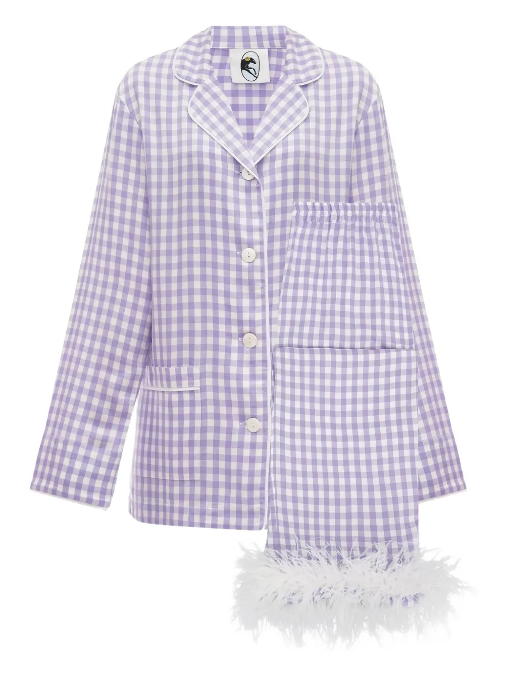 Sleeper Gingham Feather-trimmed Pajamas In Purple