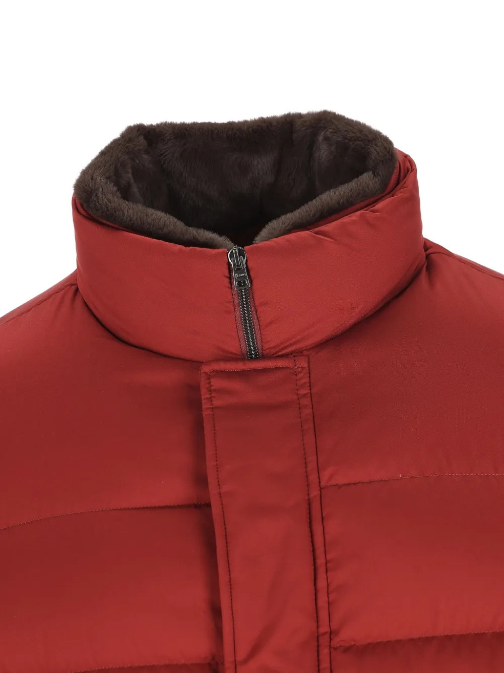 Herno Bomber Jacket In Arendelle And Faux Fur In Red
