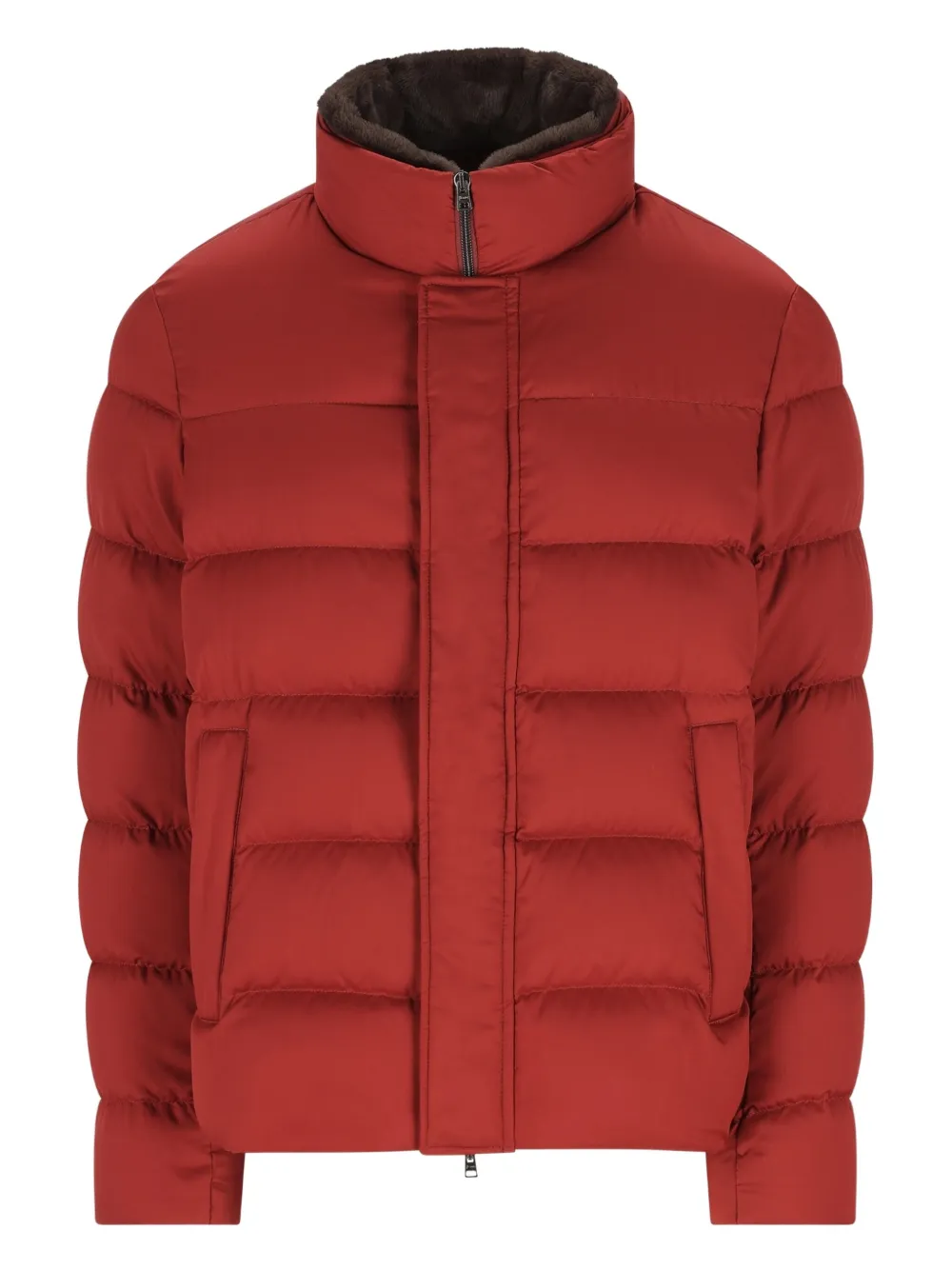 Herno Bomber Jacket In Arendelle And Faux Fur In Red