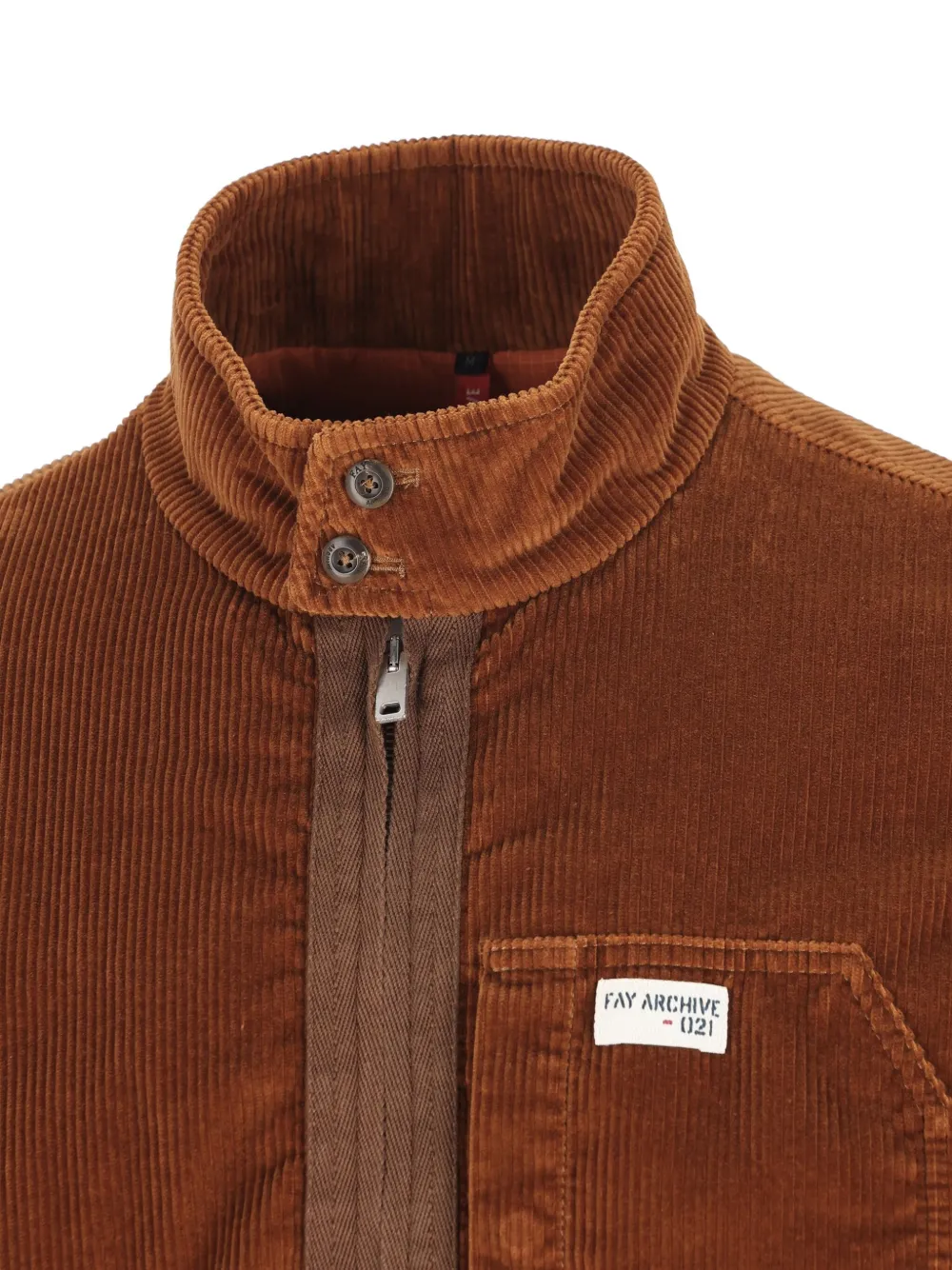 Fay High-collar Corduroy Jacket In Brown