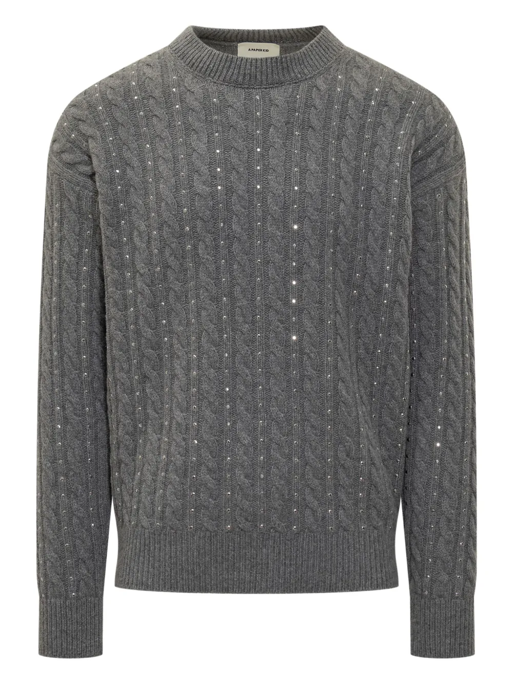 A Paper Kid cable-knit crew-neck sweater | Grey | Image 1
