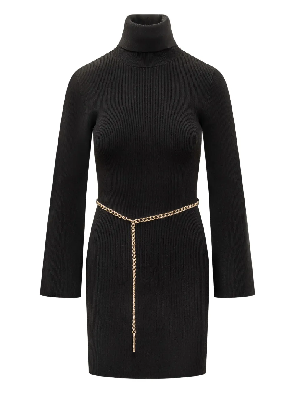 Michael Michael Kors ribbed turtleneck chain-belt mini dress - ブラック Michael Michael Kors ribbed turtleneck chain-belt mini dress - ブラック