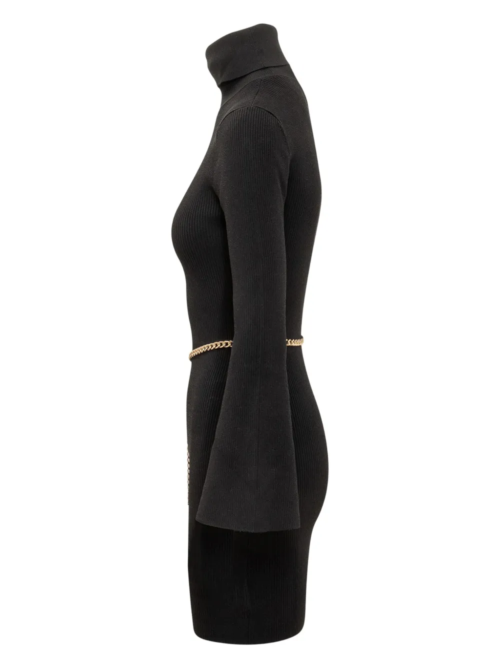 Michael Michael Kors ribbed turtleneck chain-belt mini dress - Zwart