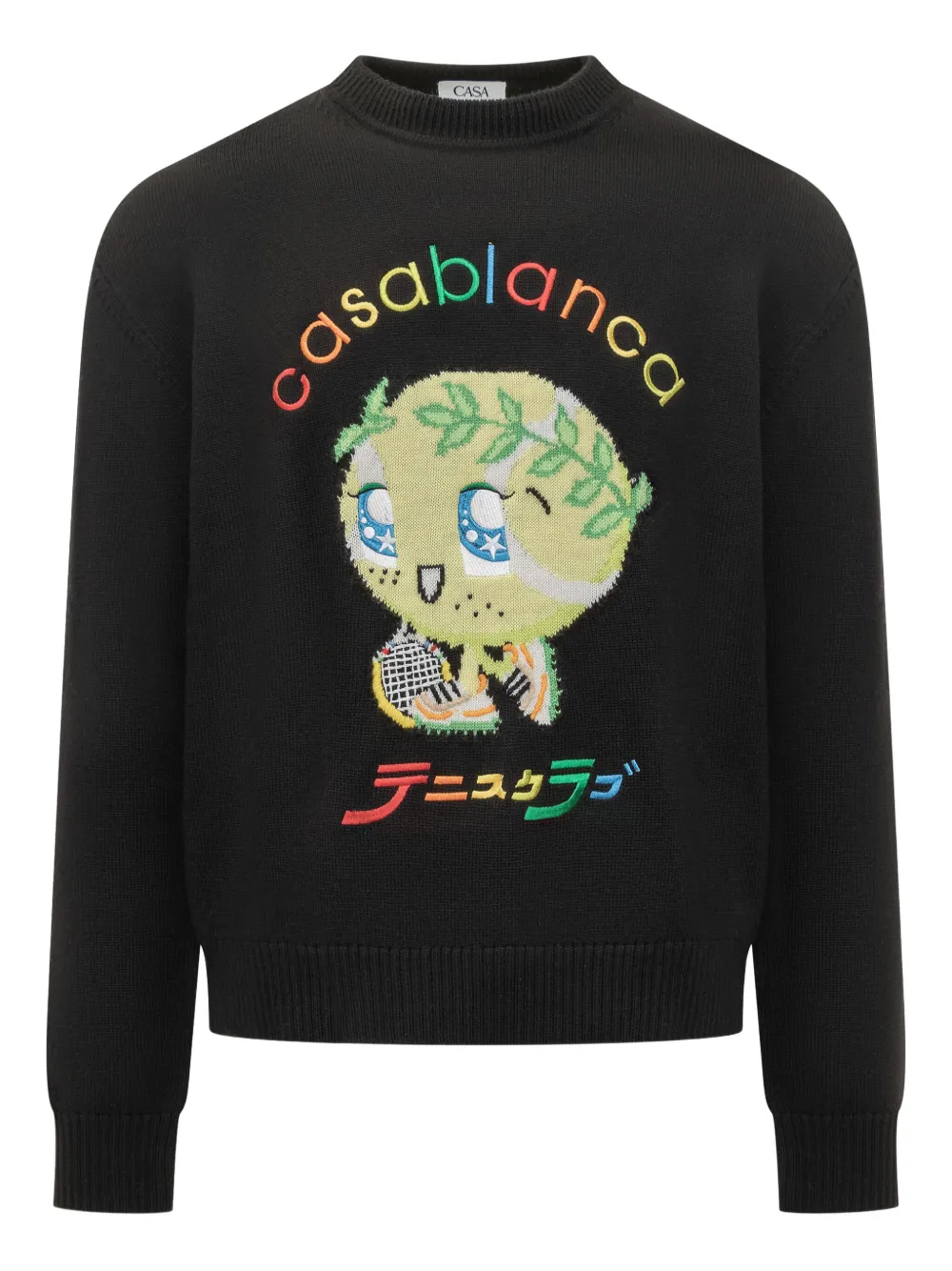 Casablanca Black Sweater With Multicolor Cartoon Embroidery In Black