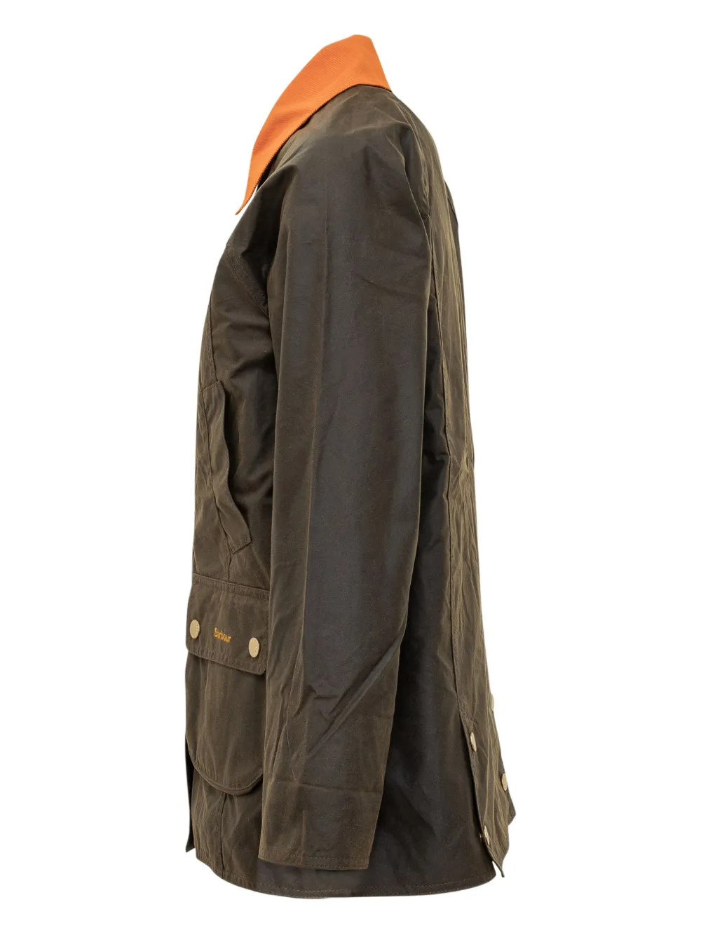 Barbour Waxed Jacket With Contrast Collar In Green