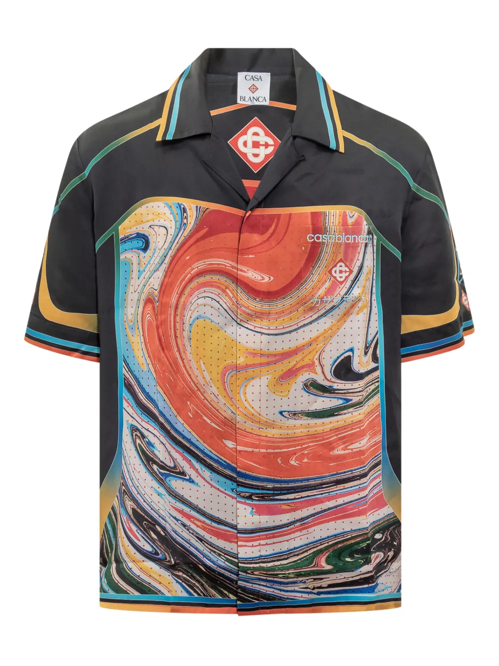 Casablanca graphic-print silk shirt | Black | Image 1