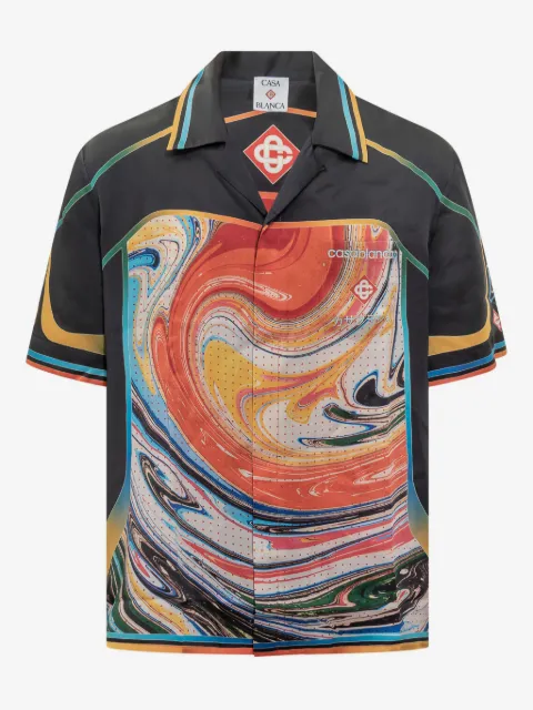 Casablanca camisa de seda con estampado gráfico