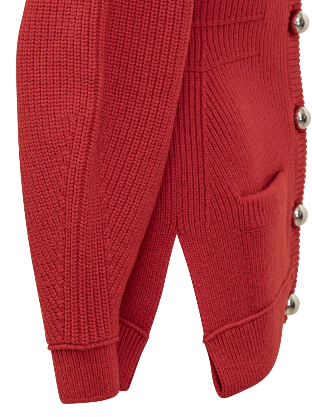 Lanvin Knitted Cardigan With Jeweled Buttons In Red