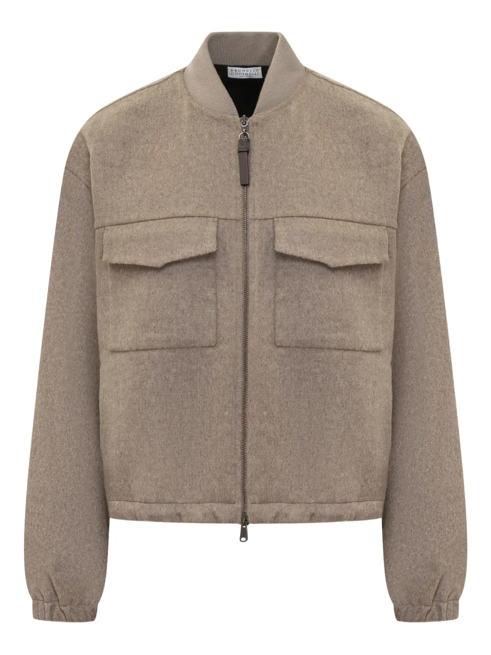 Brunello Cucinelli Virgin Wool Bomber Jacket In Brown