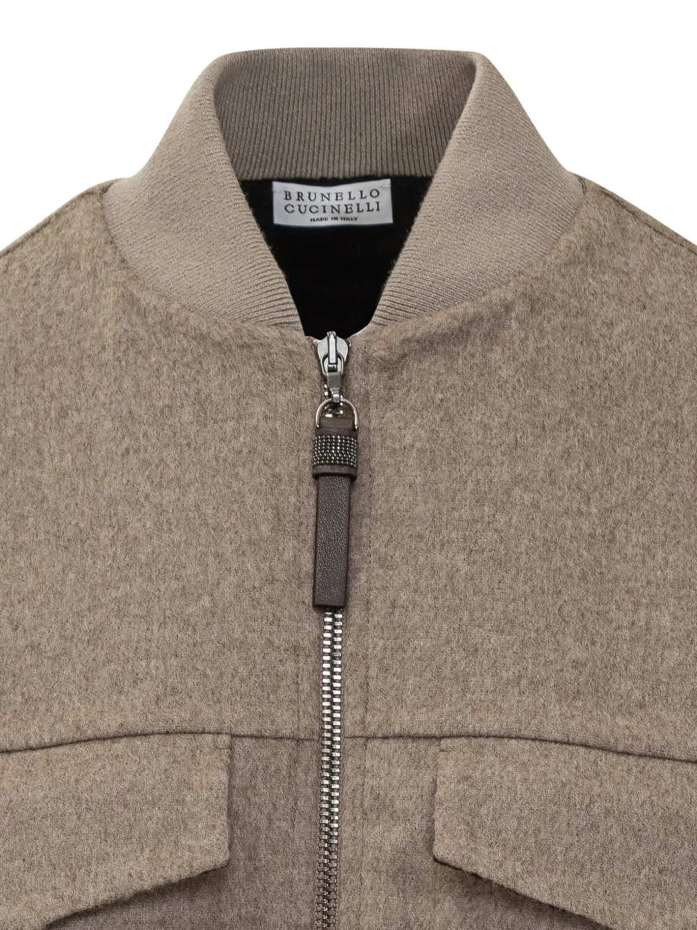 Brunello Cucinelli Virgin Wool Bomber Jacket In Brown