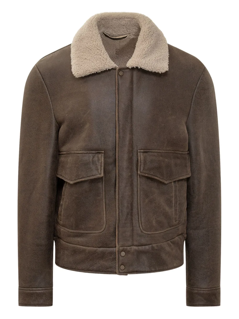 Salvatore Santoro shearling-collar leather jacket | Brown | Image 1